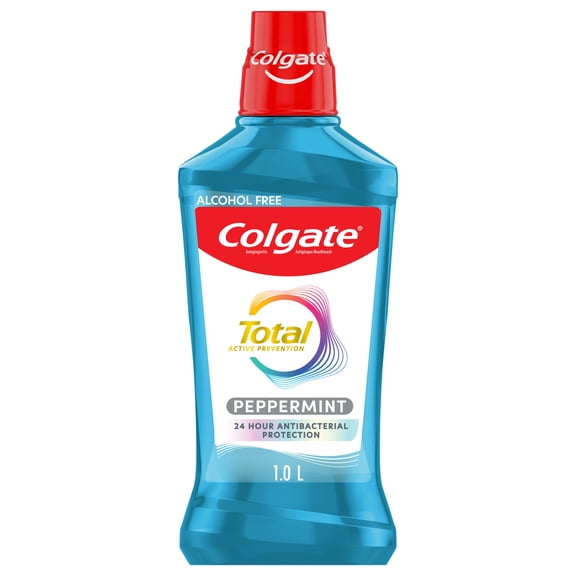 Colgate Total Alcohol Free Mouthwash, Peppermint, 1.0 L
