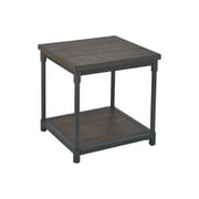 Lwory Prescott Rustic Plank Effect, Castered, Smoky Oak Finish End Table, 22 x 20 x 22, Brown