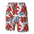thumbnail image 4 of Adobk Lilies Flowers Print Men's Swim Trunks Hawaiian Bathing Suit Swimsuits Beach Shorts with Pockets-Large, 4 of 6