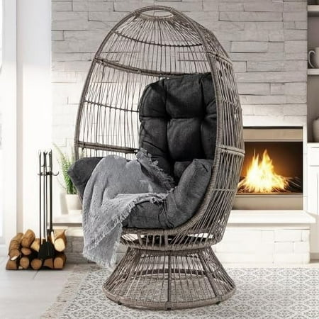 wicker egg chair with cushion product