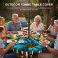thumbnail image 3 of Round Outdoor Tablecloth with Umbrella Hole and Zipper, Orange Blue Spring Floral Tablecloth with Elastic Waterproof, Daisy Wildflowers Pastoral Patio Table Covers for 55" - 60" Picnic Pool Tables, 3 of 9