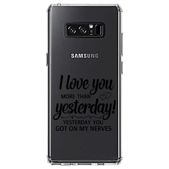 DistinctInk Clear Shockproof Hybrid Case for Samsung Galaxy Note 8 - TPU Bumper Acrylic Back Tempered Glass Screen Protector - I Love You More Than Yesterday, Got On My Nerves
