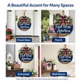 thumbnail image 3 of 3D God Bless America Patriotic Wooden Door Hanger, 14 in Round Front Door Sign with Bow & Greenery, 4th of July Memorial Day Porch Wall Decor, Two-Tone Rustic Woodgrain Style, 3 of 9