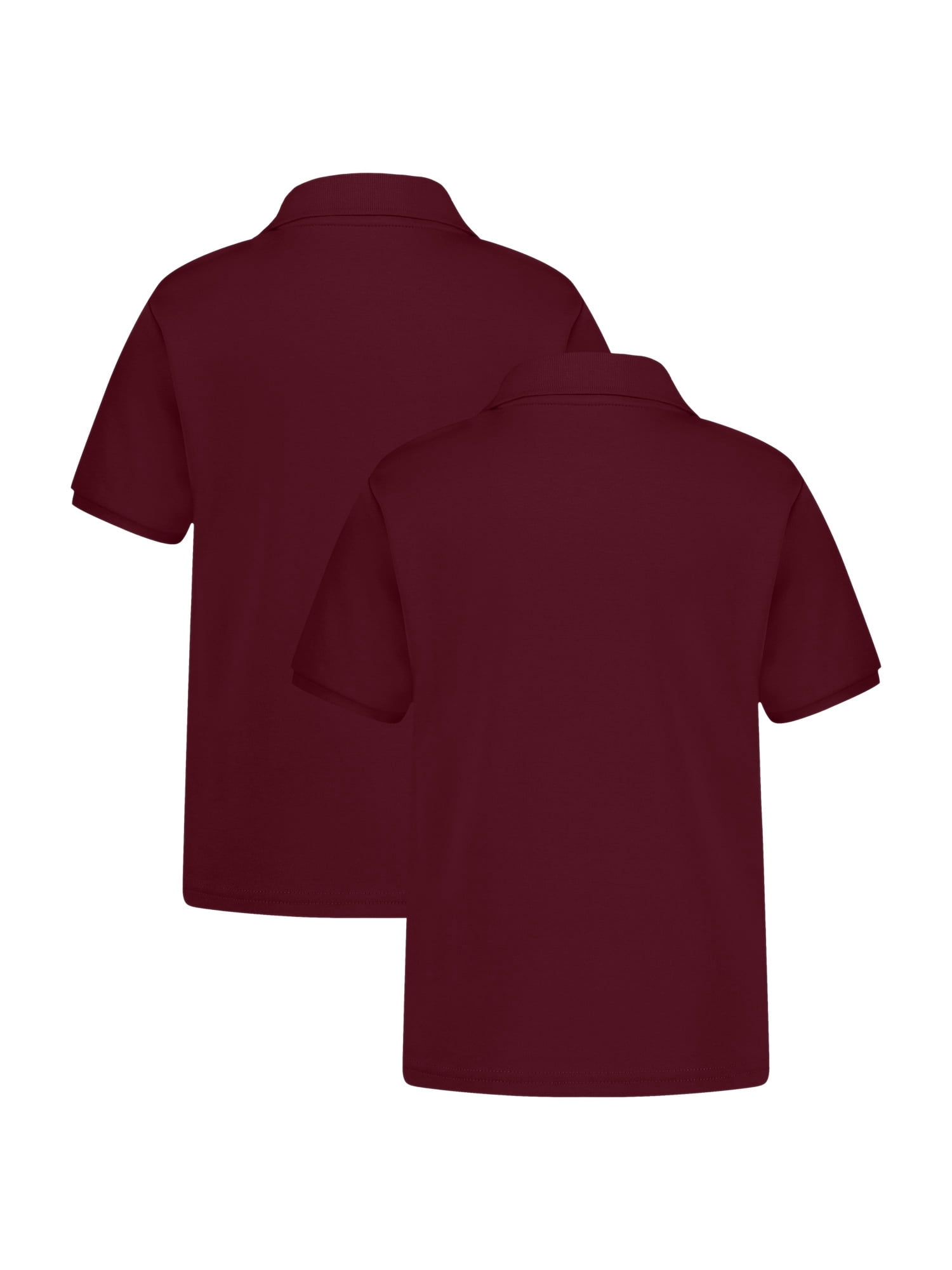 Wonder Nation Girls School Uniform Interlock Short Sleeve Polo Shirt, 2-Pack, Sizes 4-18 & 10-16 Plus