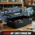 thumbnail image 4 of Stalwart Plastic Tool Box Organizer - 15.94in 3-Tier Portable Toolbox or Tackle Box Organizer, Gray, 4 of 7