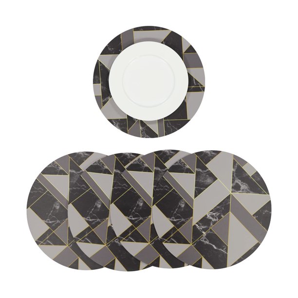 Manteles Individuales para Mesa, 4 Piezas Tapete Redondo de Plastificado Rigido, Resistente Anti Manchas e Impermeable, Medida 39cm Diam