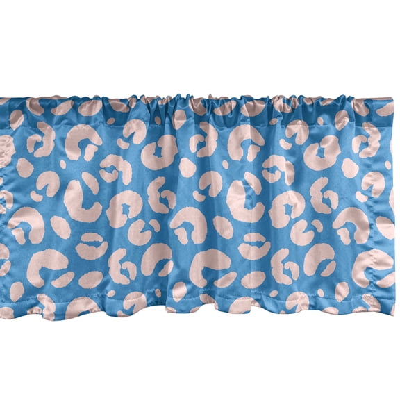 Ambesonne Leopard Print Window Valance, Panther African Skin, 54" X 12", Azure Blue and Blush