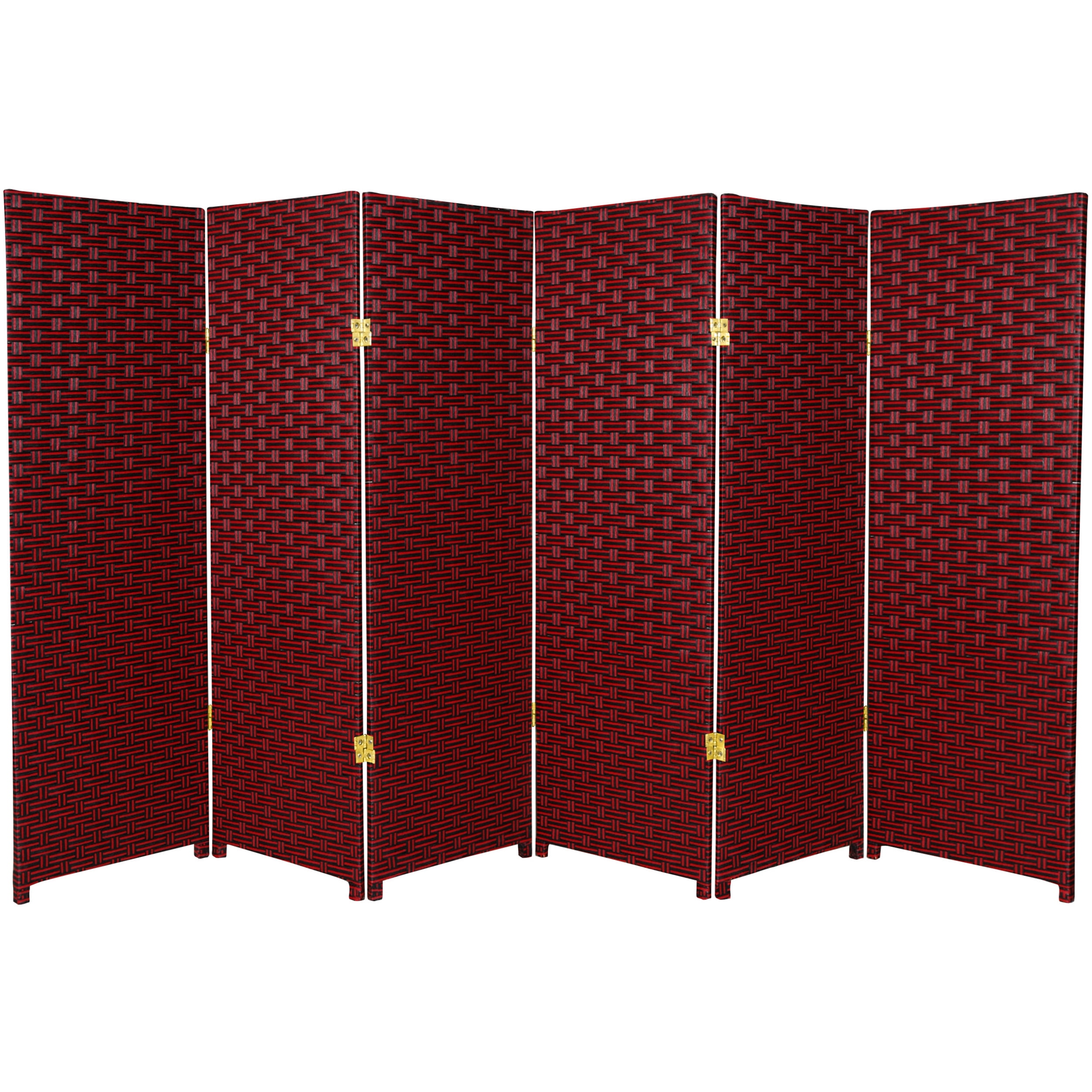 Oriental Furniture 4 ft. Tall Woven Fiber Room Divider, red Black, 6