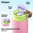 thumbnail image 4 of Sidagar 30 oz Insulated Water Bottle with Straw, Dual Drinking Lid and Carry Handle, Stainless Steel Travel Tumbler, Pink, 4 of 9