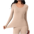 thumbnail image 3 of Jamicy Womens Winter Undershirts Long Sleeved Round Neck Solid Color Warm Basic Tops Underwear Base Layers for Women, 3 of 10