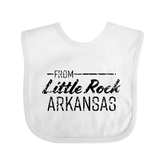 Inktastic From Little Rock Arkansas in Black Distressed Text Boys or Girls Baby Bib