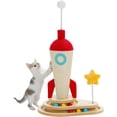thumbnail image 1 of PEQULTI Rocket Design Cat Scratching Post, 24.8 Inches, Great Cat Scratching Structure for Indoor Cats with Cat Toy, Blue & White, 1 of 15