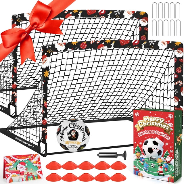 Juego de Porterías de Fútbol VAVOSPORT Navideñas para Niños 1,2 m x 0,9 m 2 Unidades