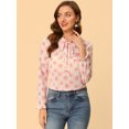 thumbnail image 3 of Unique Bargains Femmes Semi-Transparente Cravate Cou Blouse Volant Élégant Floral Top, 3 of 6