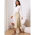 thumbnail image 3 of DARING DIVA Women's Sweater A Line Elastic High Waist Stretchy Midi Skirt S Apricot, 3 of 8