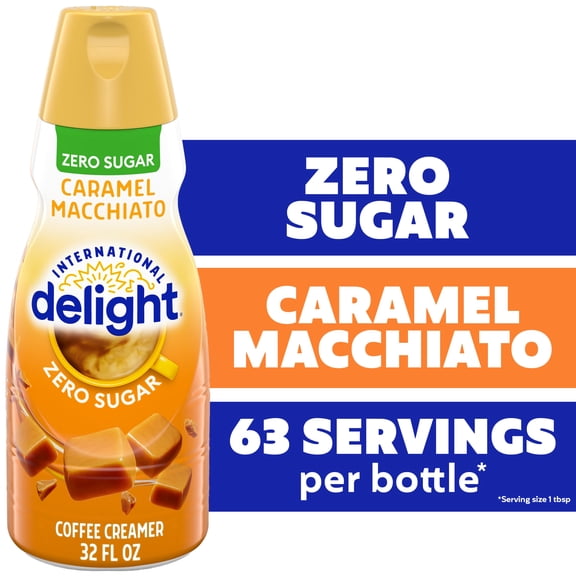International Delight Zero Sugar Caramel Macchiato Coffee Creamer, 32 fl oz Bottle