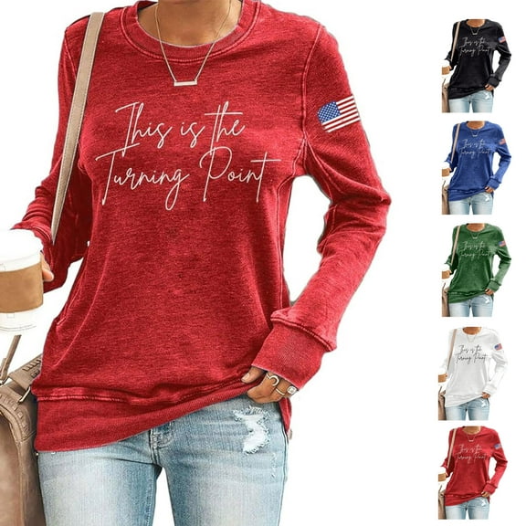 JLFNYA Sweatshirts for Women Crewneck Retro Casual Long Sleeve Shirts Tunic Tops