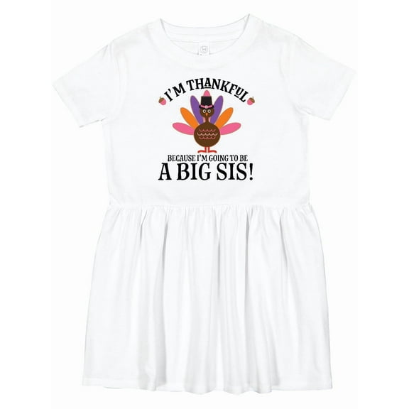 Inktastic Thanksgiving Big Sis Announcement Turkey Girls Toddler Dress