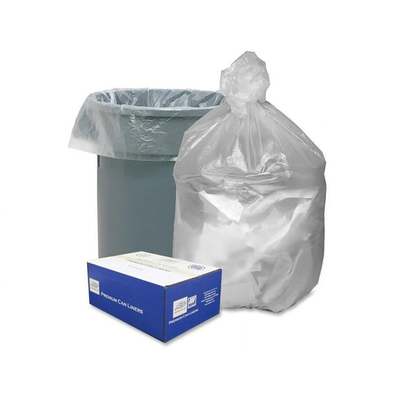 Webster High Density Commercial Can Liners - Extra Large Size - 60 gal - 38" Width x 58" Length x 0.31 mil (8 Micron) Thickness - High Density - Natural - Resin - 200/Carton - Garbage