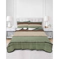 thumbnail image 3 of Green Brown Twin Size Down Alternative Comforter, Lightweight Comforter Quilt Bedding Set with Pillow Shams Country Wood Grain Abstract Stripe All Seasons Bed Comforter Duvet Insert 68"x86", 3 of 7