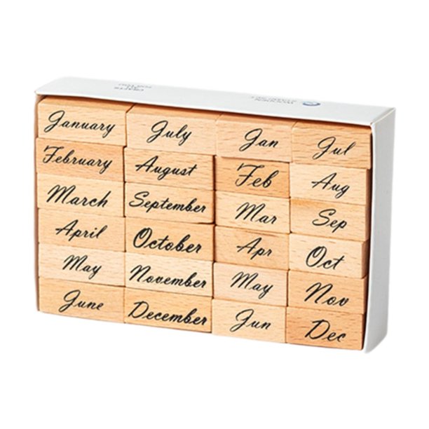 1 caja de sellos decorativos de madera, sellos de goma de madera livianos para decorar, Mes