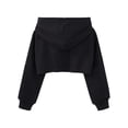 thumbnail image 4 of Doomiva Kids Girls Hoodies Long Sleeve Pullover Sweatshirts Hip Hop Street Jazz Dance Crop Tops Black 11-12, 4 of 7