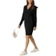 thumbnail image 4 of INSPIRE CHIC Women's Zipper V Neck Long Sleeve Slim Fit Casual Midi Sweater Dress Black S, 4 of 6