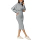 thumbnail image 4 of INSPIRAR CHIC Conjuntos de Dos Piezas para Mujeres Suéteres de Punto de Manga Larga con Cuello de Tortuga Vestido Midi Bodycon Set M Gris Claro, 4 of 6