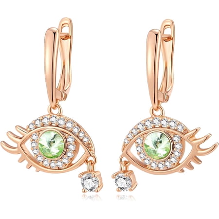 Austrian Crystal Evil Best Eye Teardrop Dangle Earrings ideal for Women 14K Gold Plated Leverback Hypoallergenic Jewelry Gift[u944]