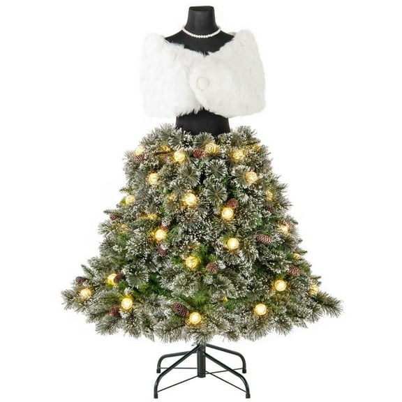 Resenkos 5-Ft Pre-Lit Hinged Mannequin Christmas Tree - 465 Tips, Green/White