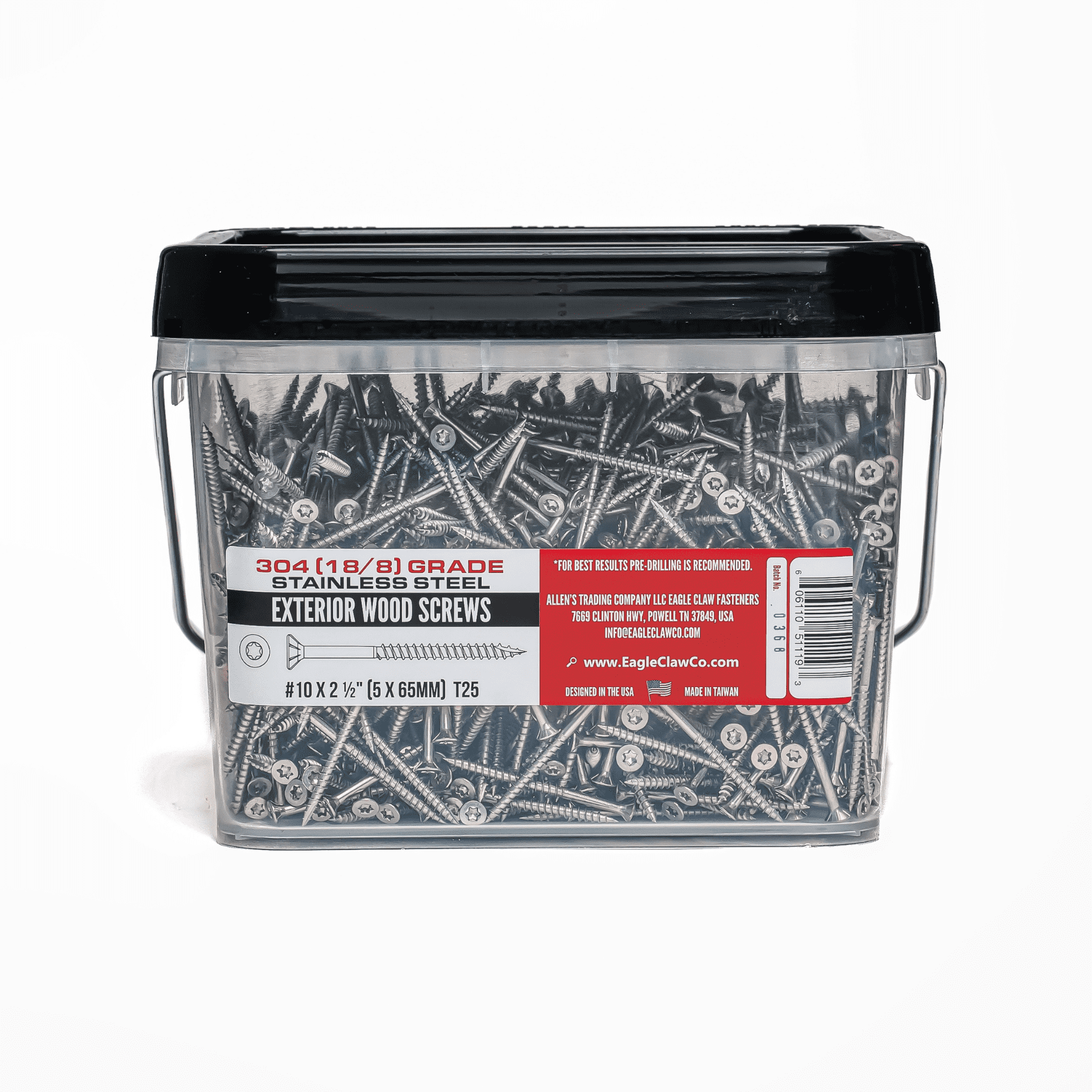 Stainless Steel Deck Screws #10 X 2 1/2 inch | T25 Star Torx Drive | 1750 Pieces | Stainless Wood Screws for Construction | High Corrosion Resistance