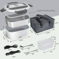 thumbnail image 3 of Electric Lunch Box Food Heater, AOKIWO 80W Electric Heating Lunch Boxes for Car/Men/Adults/Home/Work, 1.5L Removable 304 Stainless Steel Container, 110V/12V/24V, with Fork & Spoon, 3 of 6