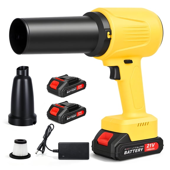 2-in-1 Cordless Leaf Blower & Vacuum with 2 Batteries, 650W Brushless Motor 60000 RPM, Lightweight Handheld for Lawn, Patio, and Snow Removal