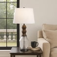 thumbnail image 3 of Hay 33 Inch Table Lamp, Diamond Pattern Glass Base, White Fabric Shade, 3 of 8