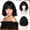 Black, variant on Short Wavy Auburn Wig - 12 Inch Dark Ginger Bob Wig with Bangs for Women Curly Shoulder Length Bob Wig with Bangs Soft Synthetic Hair Wigs for Girls Daily Party Use