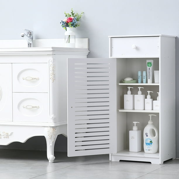 Single Door With Drawer Three Compartments 90 High Storage Cabinet Bathroom Floor Storage Cabinet Free Standing Kitchen Cupboard Wooden Storage Cabinet White Walmart Com Walmart Com