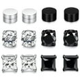 thumbnail image 3 of QQTDFG 6 Pair Men Women Stainless Steel CZ Magnetic Stud Earrings Non Piercing Clip on-Silver 8mm, 3 of 8