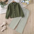 thumbnail image 2 of Afdoent Girls 2 Piece Outfit Long Sleeve Striped Blouse Stripe Wide Leg Pants Casual Kids Fall Outfits 7-8 Years, 2 of 9