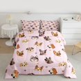thumbnail image 2 of Homewish Kawaii Dogs Bedding Comforter Set,Cute Dog Paws Twin Comforter Sets,Pink Brown Bedding Set For Teens,Luxury Bedroom Decor Reversible,2 Pieces, 2 of 8