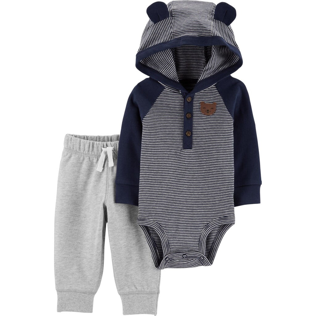 Carter's Baby Boy Carter's 2Piece Hooded Bodysuit Pant Set Navy Size 18 Months