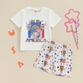 thumbnail image 2 of Okbabeha Kids Boys 4th of july Shorts Set,Short Sleeve Stars Stripes Print Shirt+Elastic Waist Shorts fourth of July Outfit, 2 of 7