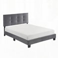 thumbnail image 4 of 1pc Full Platform Bed with Dark Gray Velvet Upholstery & Adjustable Headboard in Solid Wood, 4 of 8