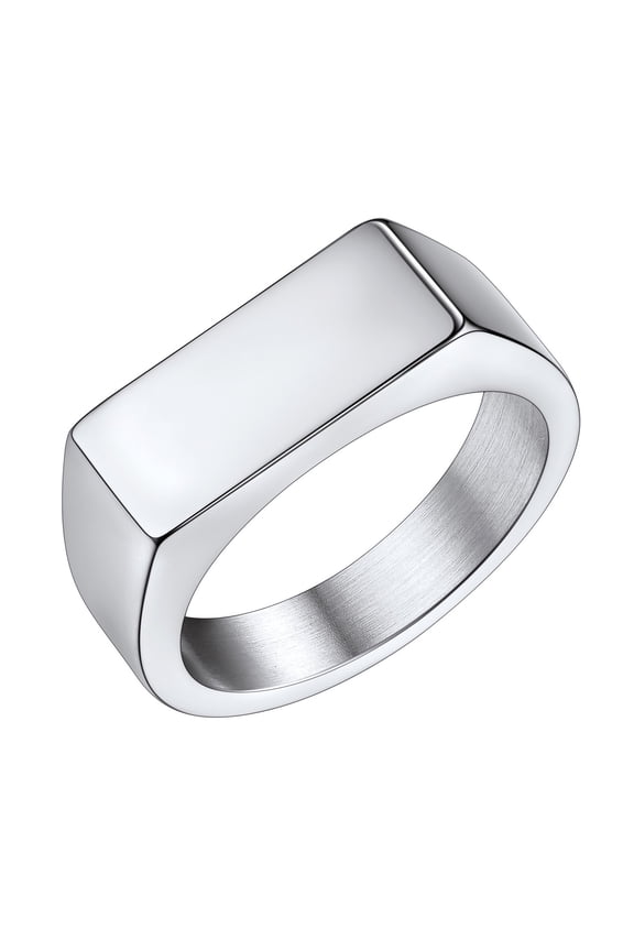 Stainless Steel Signet Ring for Men Women Chunky Heavy Dome Band Ring Statement Thumb Pinky Ring Jewelry Gift for Dad Son Boyfriend Size 9