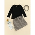 thumbnail image 2 of Qiylii Baby Girl Clothes Set Long Sleeve Tops Plaid Skirt Half Dress Headband, 2 of 8