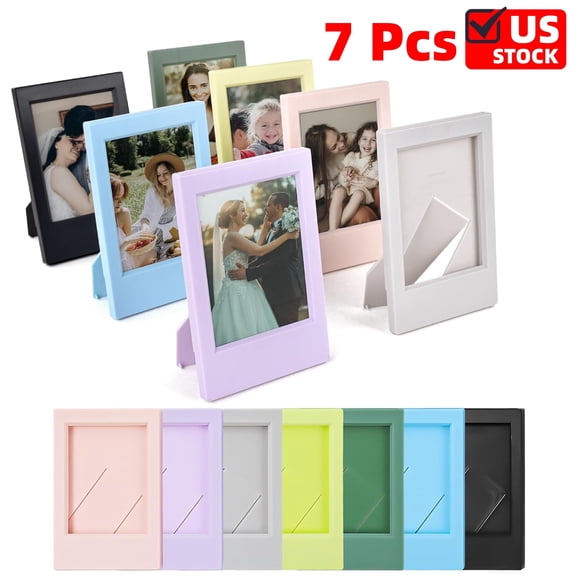 7 Packs - 2x3 Mini Photo Frame Set with Clear Protective Film - Desk Stand Up Display Small Picture Frames- Colorful for Instax Mini EVO/12/11/Liplay/41/40/99/SE/9/8/7  Photo, 3-Inch Film Frame
