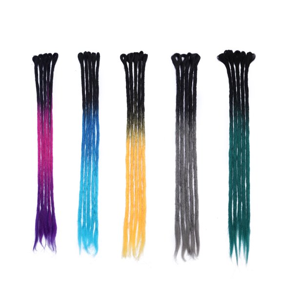 MesaSe Dreadlock Extension Ombre For Hip-Hop Synthetic Heat Resistant Crochet Braiding Hair Handmade Extension Twist Braiding For Women Black + Dark Blue + Light Blue 24”-35g