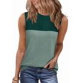 thumbnail image 1 of Débardeur pour Femmes Décontracté Tricoté Été Sans Manches Col Rond Printemps Chemises à Blocs de Couleur Mode 2026 Vert TG, 1 of 8