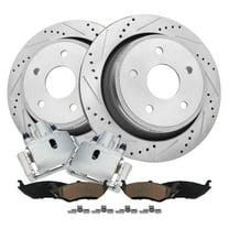 Detroit Axle - Rear Drilled & Slotted Rotors Brake Calipers Ceramic Brake Pads Replacement for Chrysler Aspen Dodge Ram 1500 Durango Fits select: 2013-2014 RAM 1500 ST, 2012 DODGE RAM 1500 SPORT