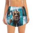 thumbnail image 2 of Cauagu Hawaiian Swimming Lion Print Women's 2 in 1 Running Shorts Athletic Workout Gym Yoga Shorts Running Shorts for Women-Small, 2 of 7