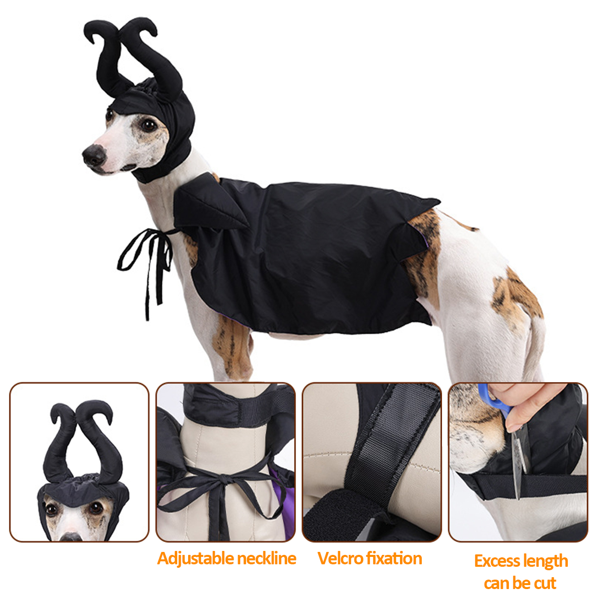 Halloween Witch Costume For Dogs & Cats - Purple Cape With Hat & Sequin Stars, Adjustable For Small To Medium Pets